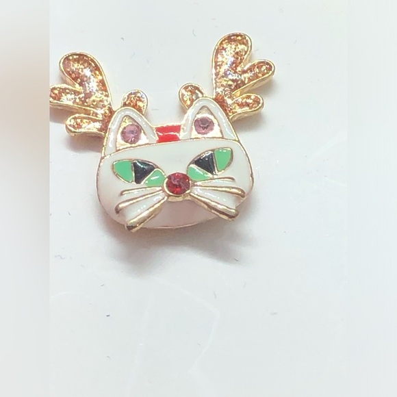 Betsey‎ Johnson pink gemstone cat reindeer earrings new - Picture 5 of 8